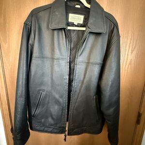 St. John's Bay Black Leather Bomber Jacket Vintage